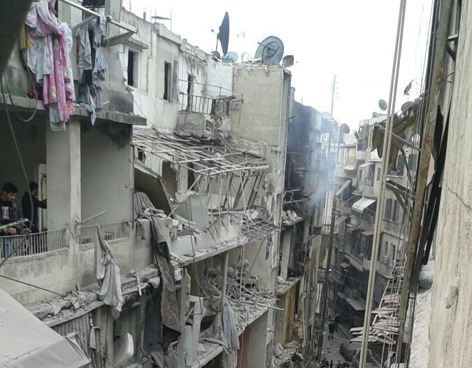 Pommitettu kaupunginosa Aleppossa. USA 10-2015